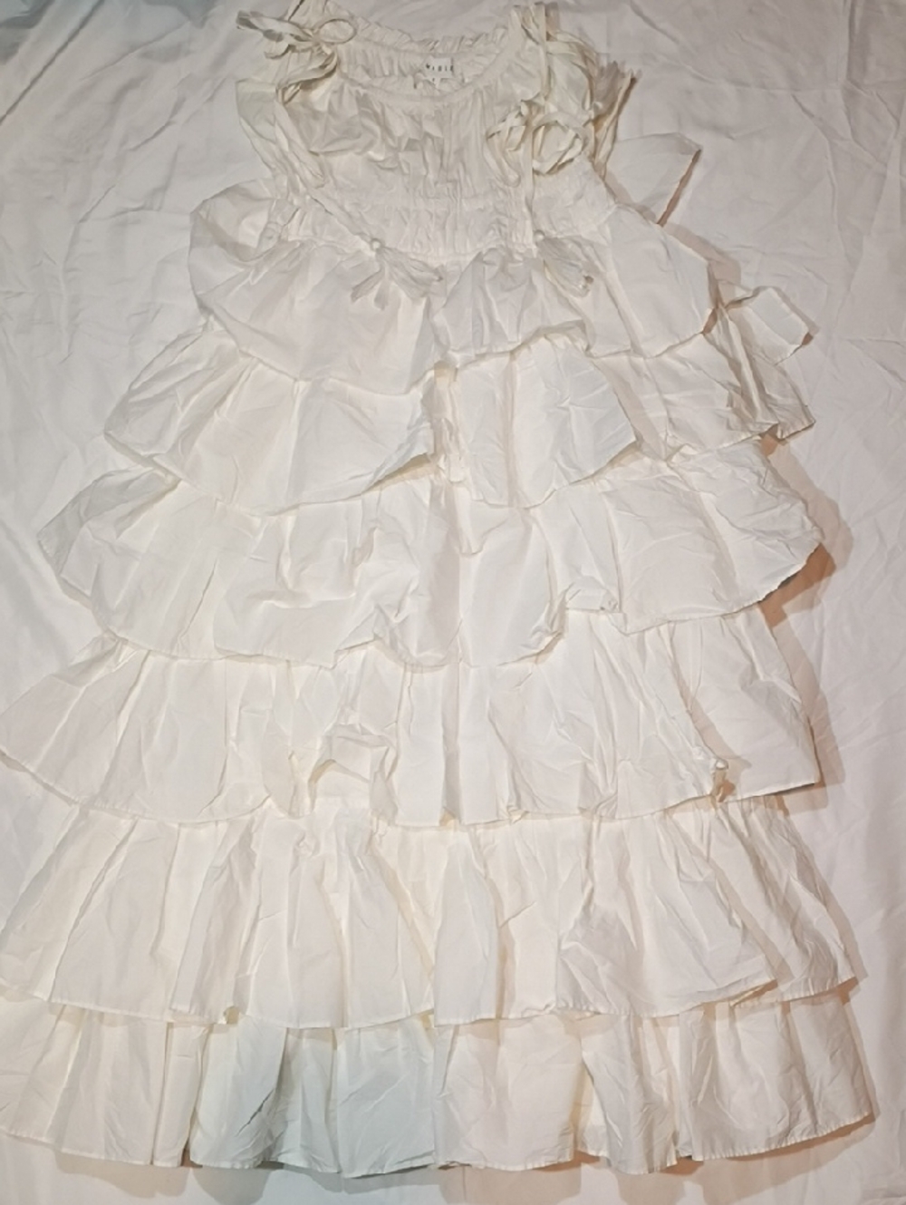 Women's Cream Tiered Ruffle Dress
